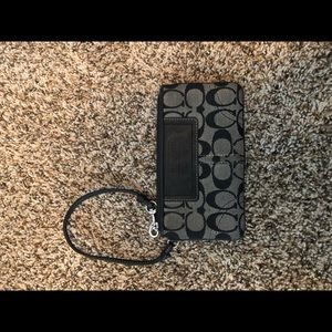 Black and Gray Coach Wristlet